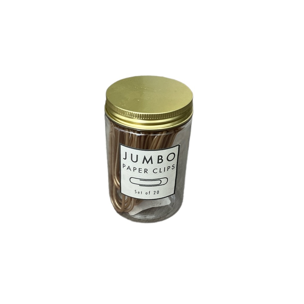 Jumbo Paper Clips in Gold Jar - Set of 20